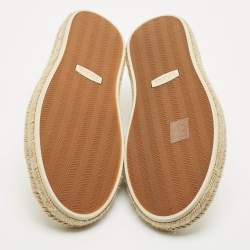 Ermenegildo Zegna Cream Canvas and Leather Triple Stitch Slip On Sneakers Size 44.5