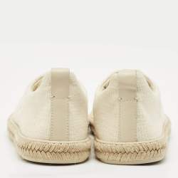Ermenegildo Zegna Cream Canvas and Leather Triple Stitch Slip On Sneakers Size 44.5