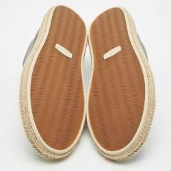 Pre Owned Ermenegildo Zegna Grey Canvas and Leather Triple Stitch Espadrilles Size 44.5