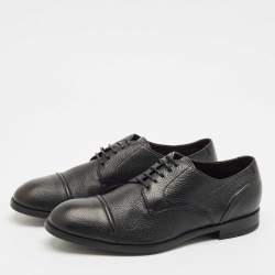 Ermenegildo Zegna Black Leather Lace Up Derby Size 43.5