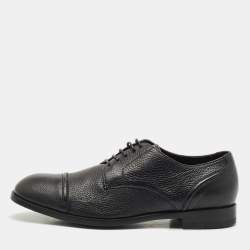 Ermenegildo Zegna Black Leather Lace Up Derby Size 43.5