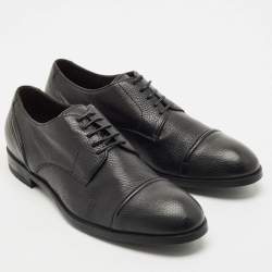 Ermenegildo Zegna Black Leather Lace Up Derby Size 43.5