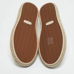Ermenegildo Zegna Beige Canvas and Leather Triple Stitch Espadrilles Size 43