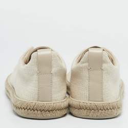 Ermenegildo Zegna Beige Canvas and Leather Triple Stitch Espadrilles Size 43