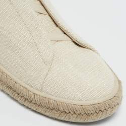 Ermenegildo Zegna Beige Canvas and Leather Triple Stitch Espadrilles Size 43