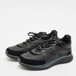 Ermenegildo Zegna Black Leather and Suede Ute Runner Sneakers Size 43.5