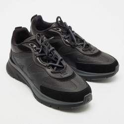 Ermenegildo Zegna Black Leather and Suede Ute Runner Sneakers Size 43.5