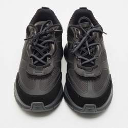 Ermenegildo Zegna Black Leather and Suede Ute Runner Sneakers Size 43.5