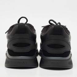 Ermenegildo Zegna Black Leather and Suede Ute Runner Sneakers Size 43.5