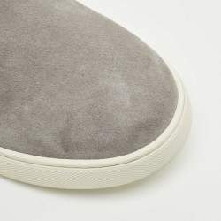 Pre Owned Ermenegildo Zegna Grey Suede triple stitch High Top Sneakers Size 45