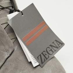 Pre Owned Ermenegildo Zegna Grey Suede triple stitch High Top Sneakers Size 45