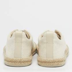 Pre Owned Ermenegildo Zegna Cream Canvas Triple Stitch Slip On Espadrille Size 44.5