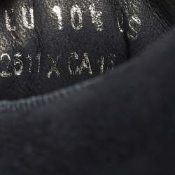 Pre Owned حذاء رياضي إرمنيجيلدو زينيا سليب أون سويدي وجلد أسود / أزرق كحلي وبغرز ثلاثية مقاس 40