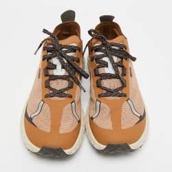 Pre Owned Ermenegildo Zegna Trainer Size 45 Two Tone Leather and Mesh Lace Up Sneakers