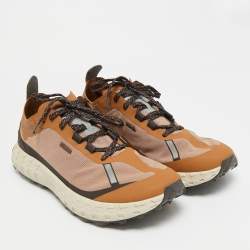 Pre Owned Ermenegildo Zegna Trainer Size 45 Two Tone Leather and Mesh Lace Up Sneakers
