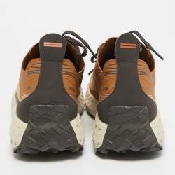 Pre Owned Ermenegildo Zegna Trainer Size 45 Two Tone Leather and Mesh Lace Up Sneakers