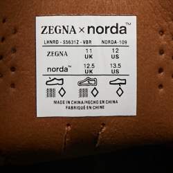 Pre Owned Ermenegildo Zegna Trainer Size 45 Two Tone Leather and Mesh Lace Up Sneakers