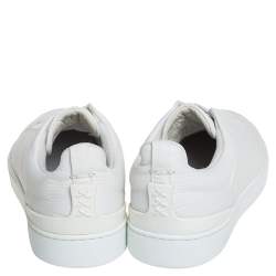 Pre Owned حذاء رياضى ايرمنيجيلدو زينيا سليب أون جلد أبيض مقاس 44