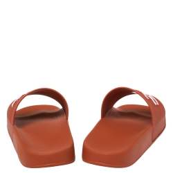 Pre Owned Ermenegildo Zegna Orange Rubber Pool Slide Sandals Size 40