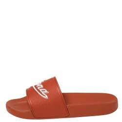 Pre Owned Ermenegildo Zegna Orange Rubber Pool Slide Sandals Size 40