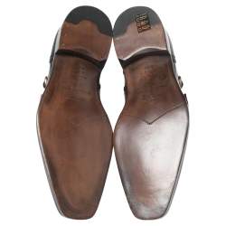 Pre Owned Ermenegildo Zegna Black Leather Monk Strap Ankle Boots Size 42.5