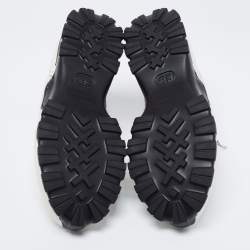 Pre Owned حذاء رياضي ايرمنيجيلدو زينيا سيزار شبك وجلد أبيض بعنق منخفض مقاس 43