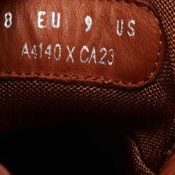 Pre Owned حذاء رياضي ايرمنيجيلدو زينيا سيزار شبك وجلد أبيض بعنق منخفض مقاس 43