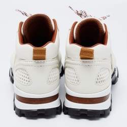 Pre Owned حذاء رياضي ايرمنيجيلدو زينيا سيزار شبك وجلد أبيض بعنق منخفض مقاس 43