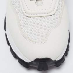 Pre Owned حذاء رياضي ايرمنيجيلدو زينيا سيزار شبك وجلد أبيض بعنق منخفض مقاس 43