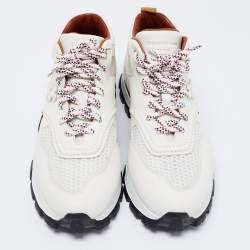 Pre Owned حذاء رياضي ايرمنيجيلدو زينيا سيزار شبك وجلد أبيض بعنق منخفض مقاس 43