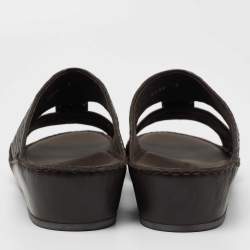 Pre Owned Ermenegildo Zegna Brown Leather Flat Slides Size 40