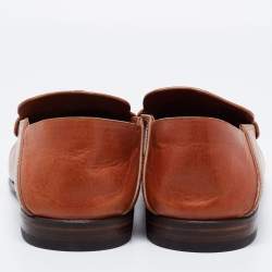 Ermenegildo Zegna  Brown Leather Slip on Loafers Size 41.5