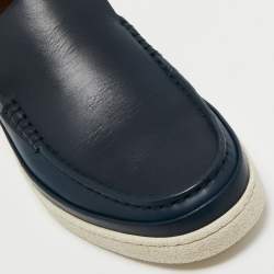 Ermenegildo Zegna Blue Leather Slip on Loafers Size 39