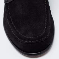 Pre Owned Ermenegildo Zegna Black Suede Slip on Loafers Size 39