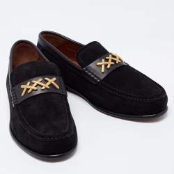 Pre Owned Ermenegildo Zegna Black Suede Slip on Loafers Size 39