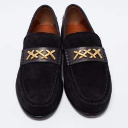 Pre Owned Ermenegildo Zegna Black Suede Slip on Loafers Size 39