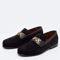 Pre Owned Ermenegildo Zegna Black Suede Slip on Loafers Size 39