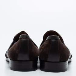 Pre Owned Ermenegildo Zegnan Two Tone Suede and Leather Loafers Size 42.5