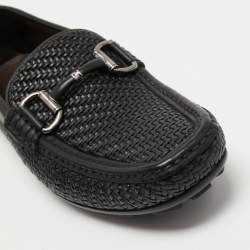 Pre Owned Ermenegildo Zegna Black Woven Leather Loafers Size 40
