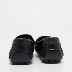 Pre Owned Ermenegildo Zegna Black Woven Leather Loafers Size 40