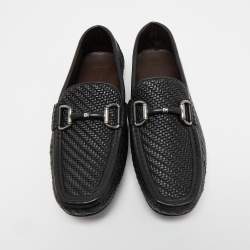 Pre Owned Ermenegildo Zegna Black Woven Leather Loafers Size 40