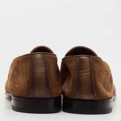 Pre Owned Ermenegildo Zegna Brown Suede and Leather Penny Loafers Size 43.5