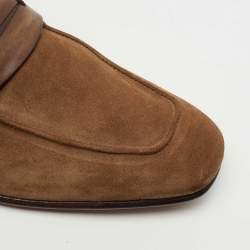 Pre Owned Ermenegildo Zegna Brown Suede and Leather Penny Loafers Size 43.5