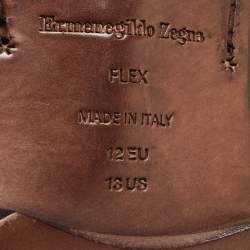 مملوكة مسبقًا Ermenegildo Zegna Black Textured Leather Lace Up Derby Size 46