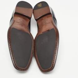 مملوكة مسبقًا Ermenegildo Zegna Black Textured Leather Lace Up Derby Size 46