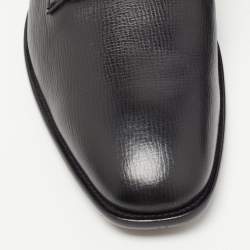 مملوكة مسبقًا Ermenegildo Zegna Black Textured Leather Lace Up Derby Size 46