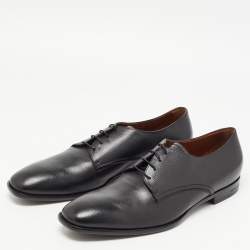 مملوكة مسبقًا Ermenegildo Zegna Black Textured Leather Lace Up Derby Size 46