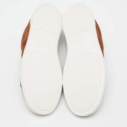 Ermenegildo Zegna Brown Suede Triple Stitch Slip On Sneakers Size 43