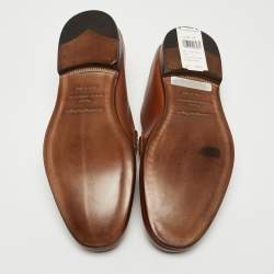 Pre Owned Ermenegildo Zegna Brown Leather Slip On Loafers Size 42