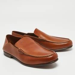 Pre Owned Ermenegildo Zegna Brown Leather Slip On Loafers Size 42